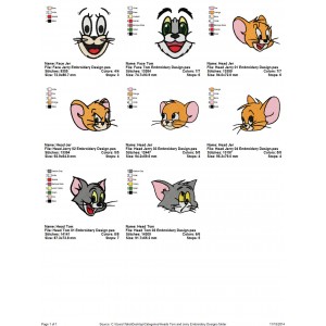 Package 8 Heads Tom and Jerry Embroidery Designs